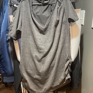 Gray V-Neck Women's Top